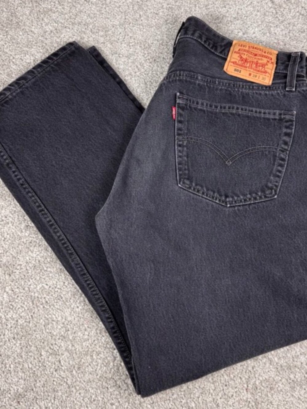 Levis 501 Jeans Mens 38x30 Black Vintage 01 Made in USA Button Fly Straight Leg